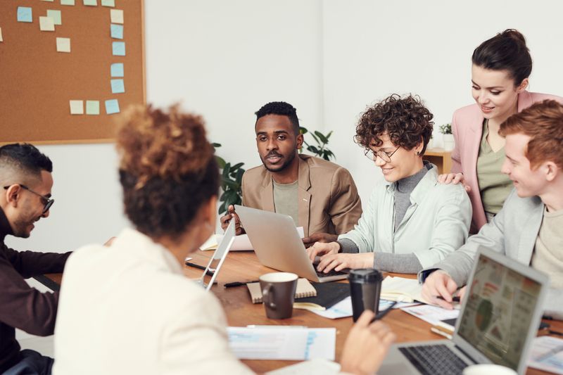 Business professionals reviewing strategy during a working session
